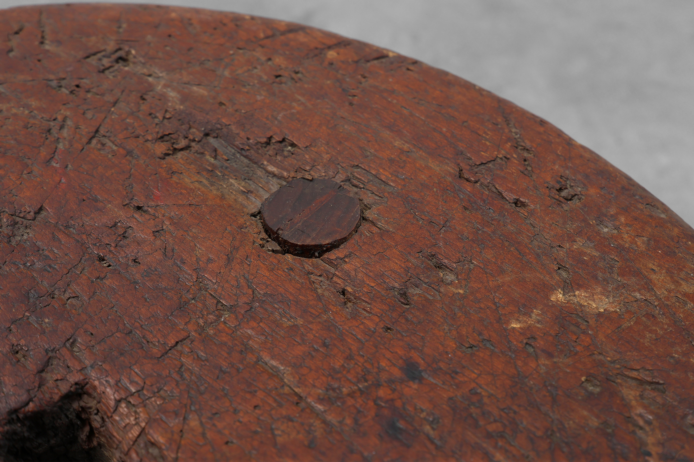 Rustic Wabi Sabi style solid oak tripod stool, France ca. 1850thumbnail